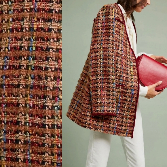 🌈NEW🌈 Anthropologie Tweed Rainbow Blazer Jacket Coat, Small - Picture 6 of 10